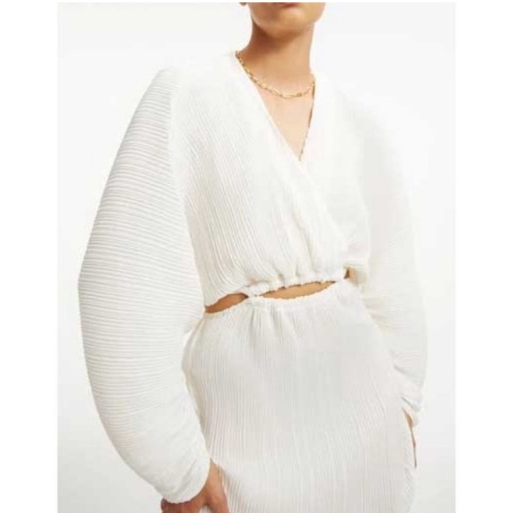 Good American Sculpted Plisse Dress - White - size 7/8 (2x/3x)